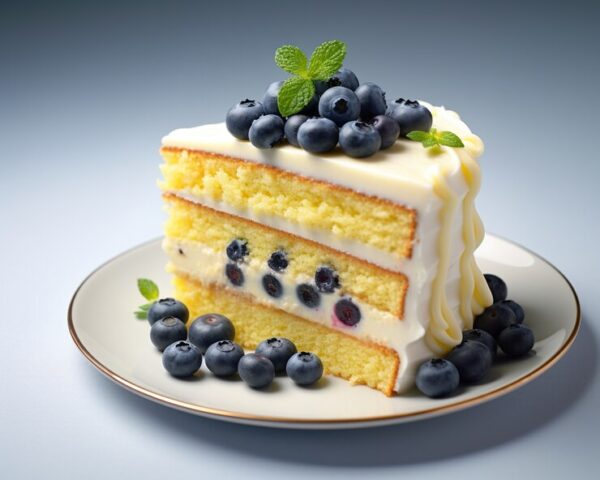 Piece of cheesecake with blueberries